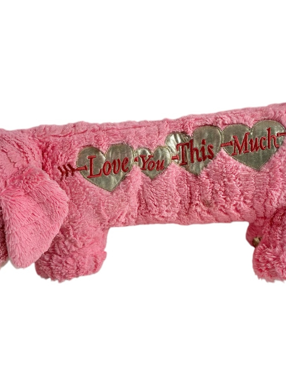 Dan Dee Love You This Much Pink Dachshund Plush Stuffed Dog Gold Feet 21” Weiner